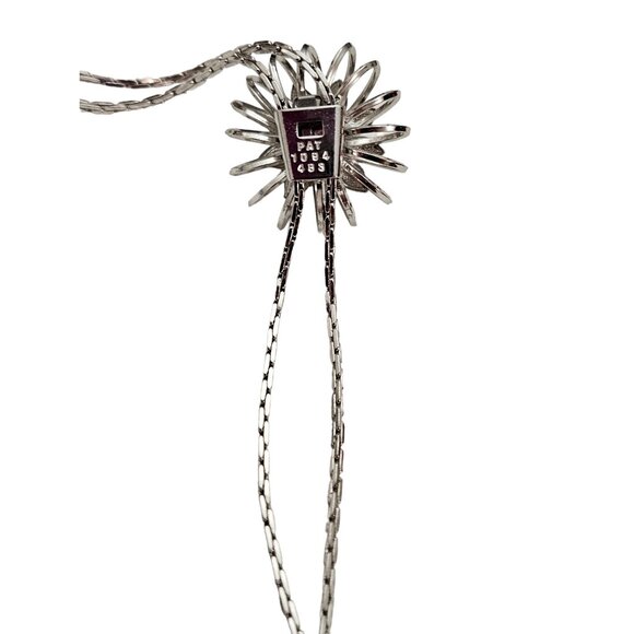 Silver Tone Lariat Genuine Pearl Slider Flower Pendant Necklace L313 - Picture 2 of 5